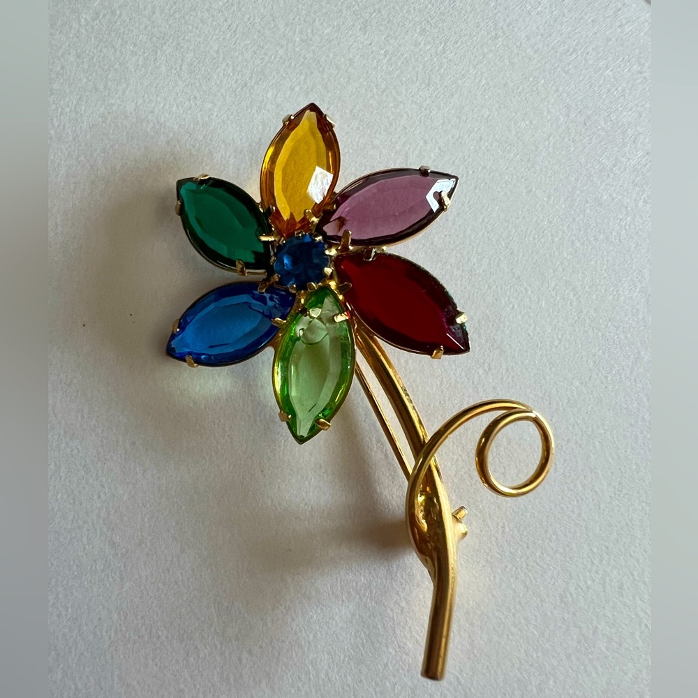 Multicolor Vintage Flower Brooch